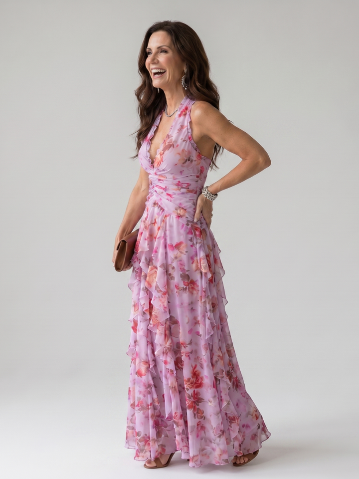 Nori | Maxi Dress – Floral Halter Neck Design