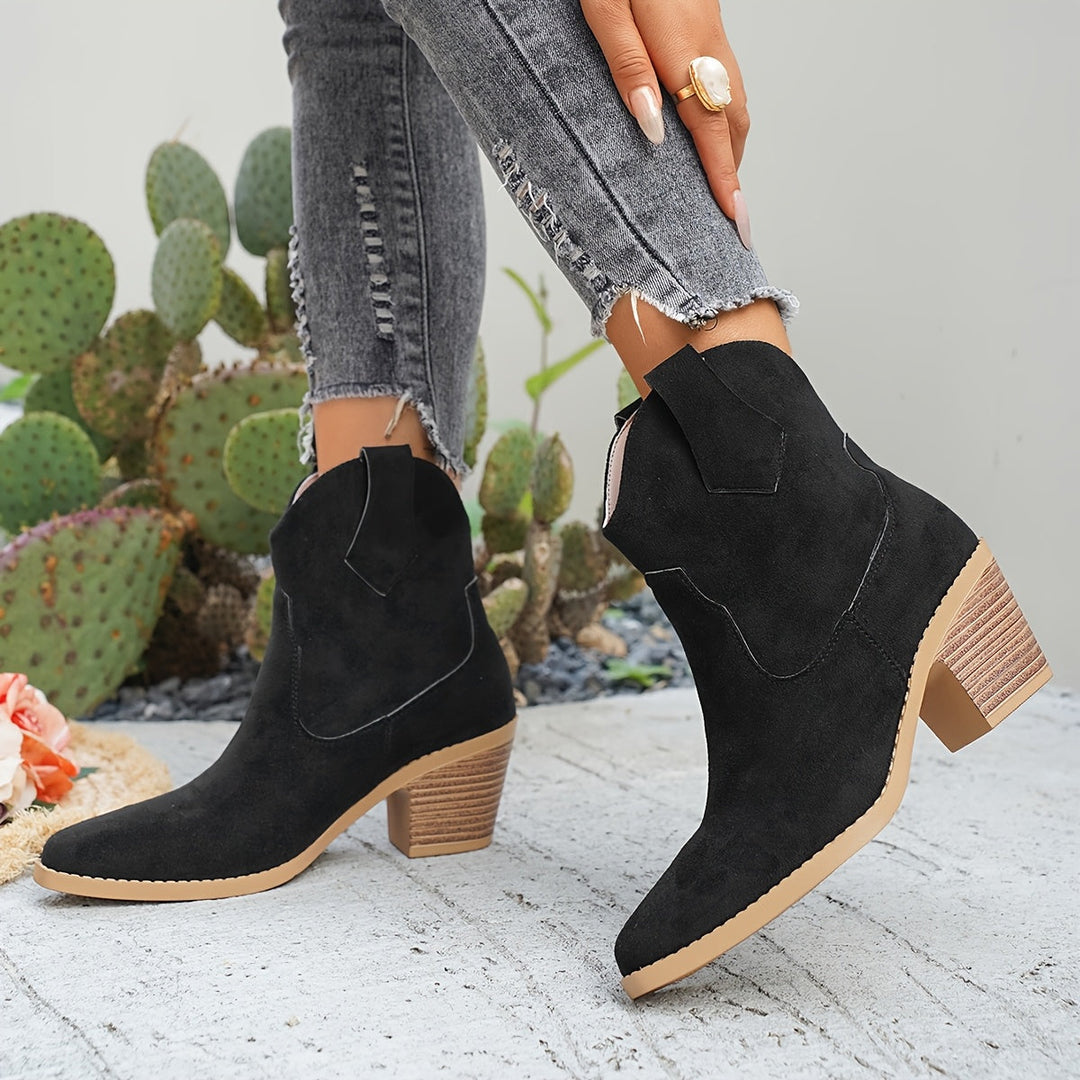 Victoria | Taupe Suede-Look Western Chelsea Ankle Boots