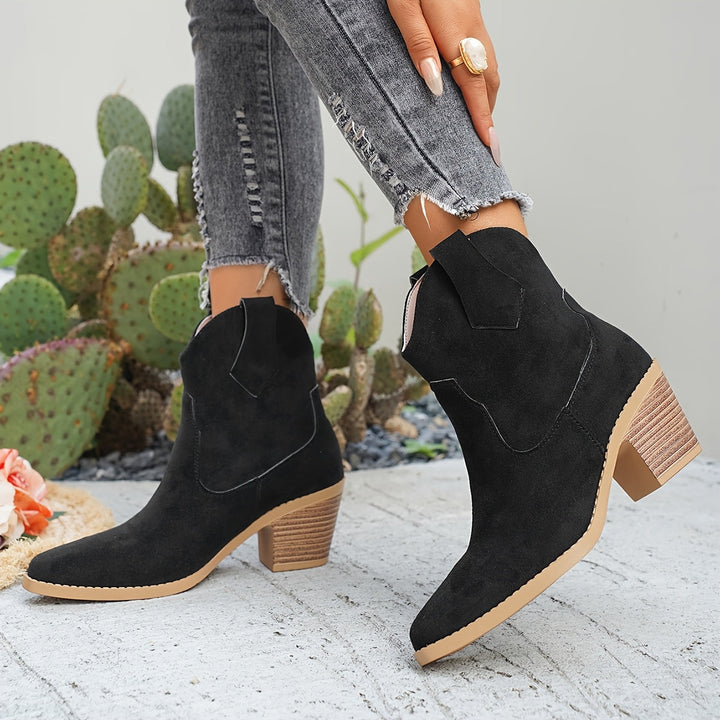 Victoria | Taupe Suede-Look Western Chelsea Ankle Boots