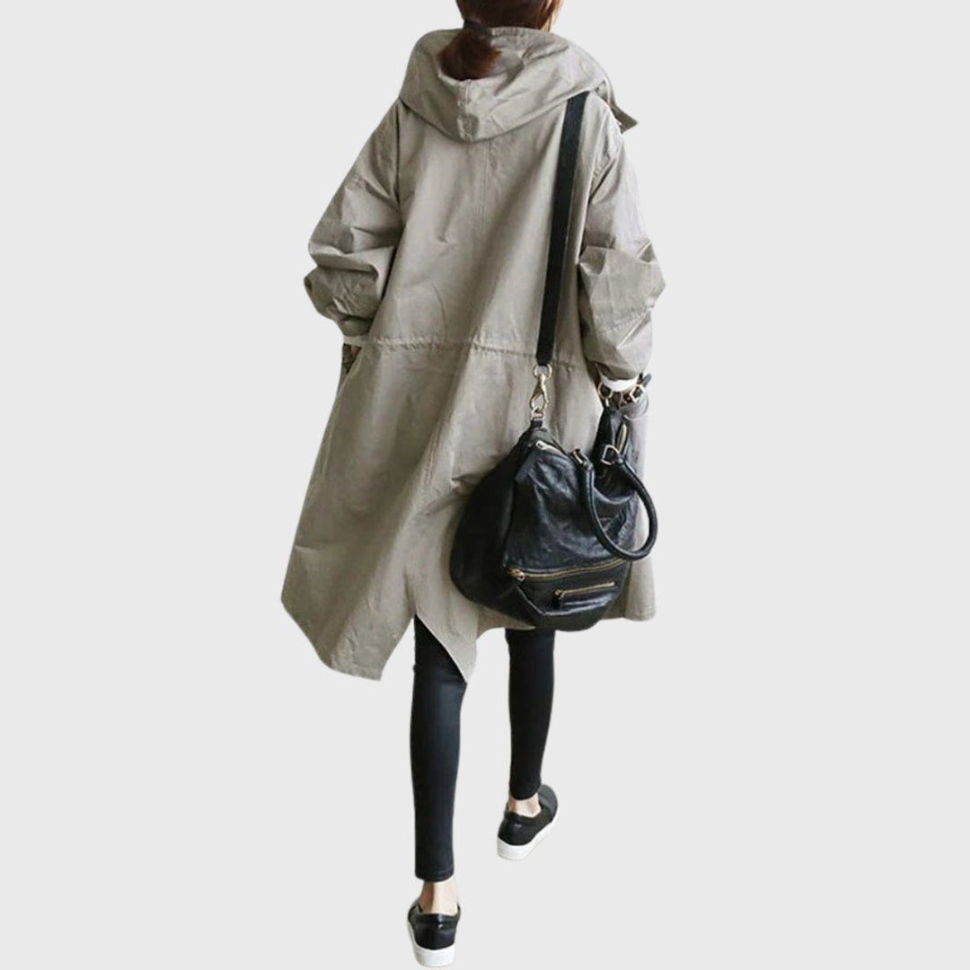 Christina | Langer wasserabweisender Trenchcoat mit Kapuze