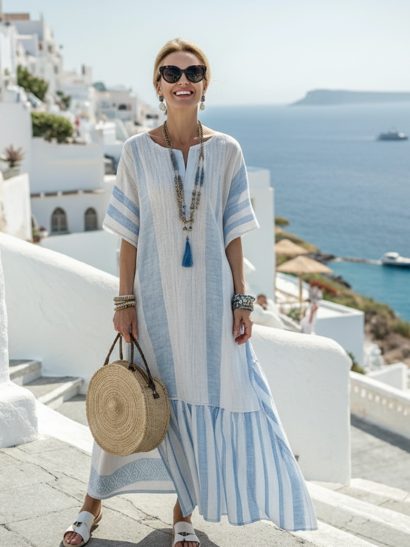 Ione | Maxi Dress a Maniche Corte con Strisce