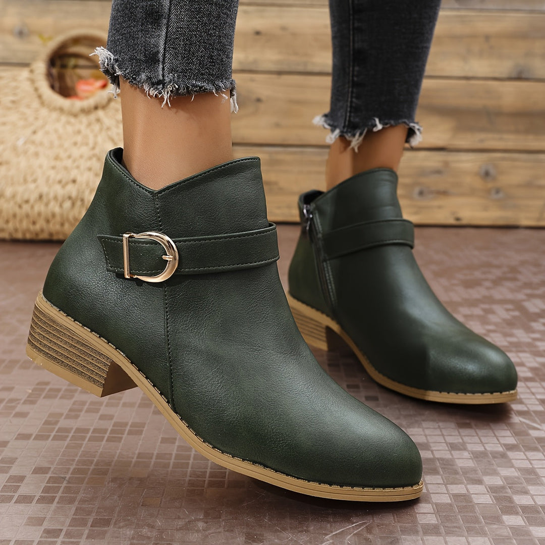 Serena | Chelsea-Stiefeletten mit Schnalle und niedrigem Blockabsatz