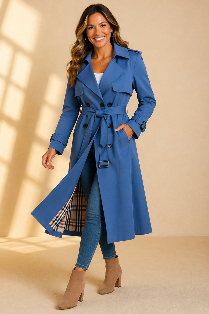 Sophia | Long double-breasted trench coat with belt