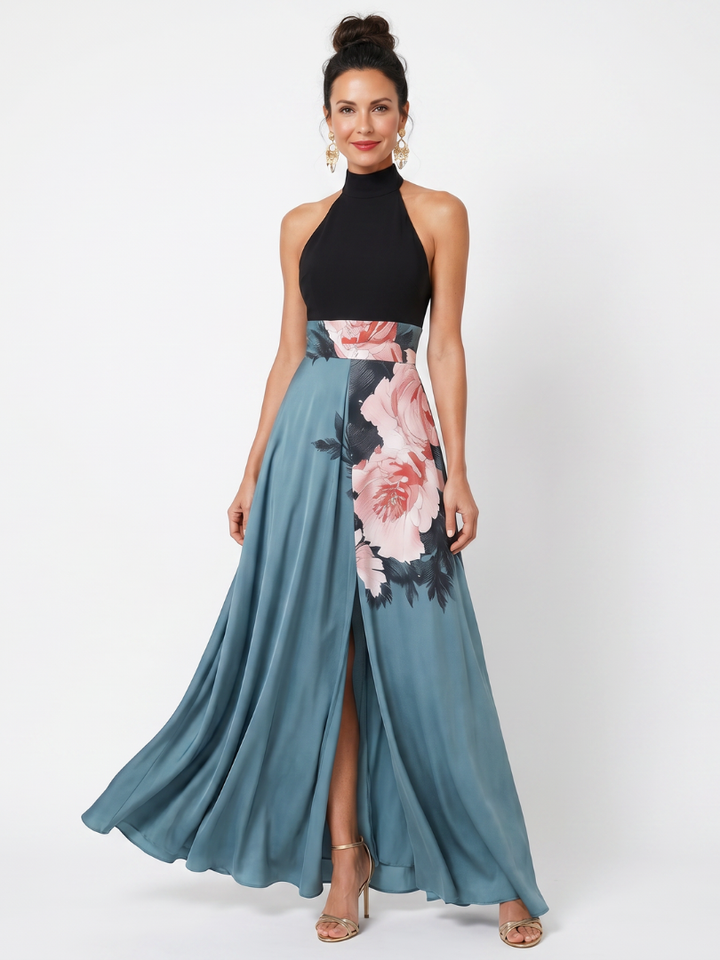 Olympas | Maxi Dress – Floral Halter Bodice Style