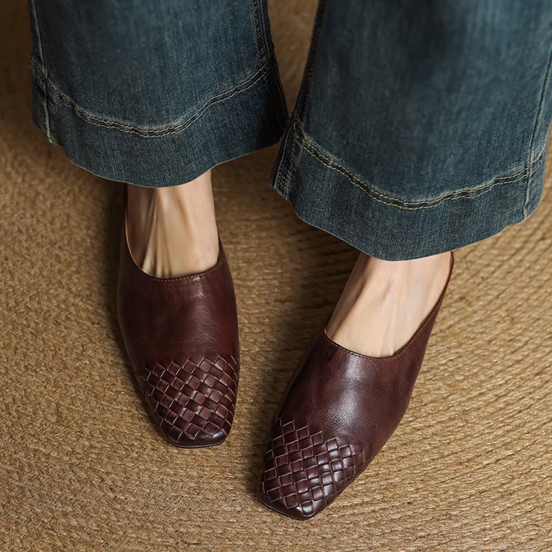 Mila | Mules senza lacci in pelle intrecciata eleganti e comodi