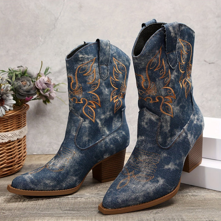 Aurora | Stivali da Cowboy Western da Donna con Ricami Floreali