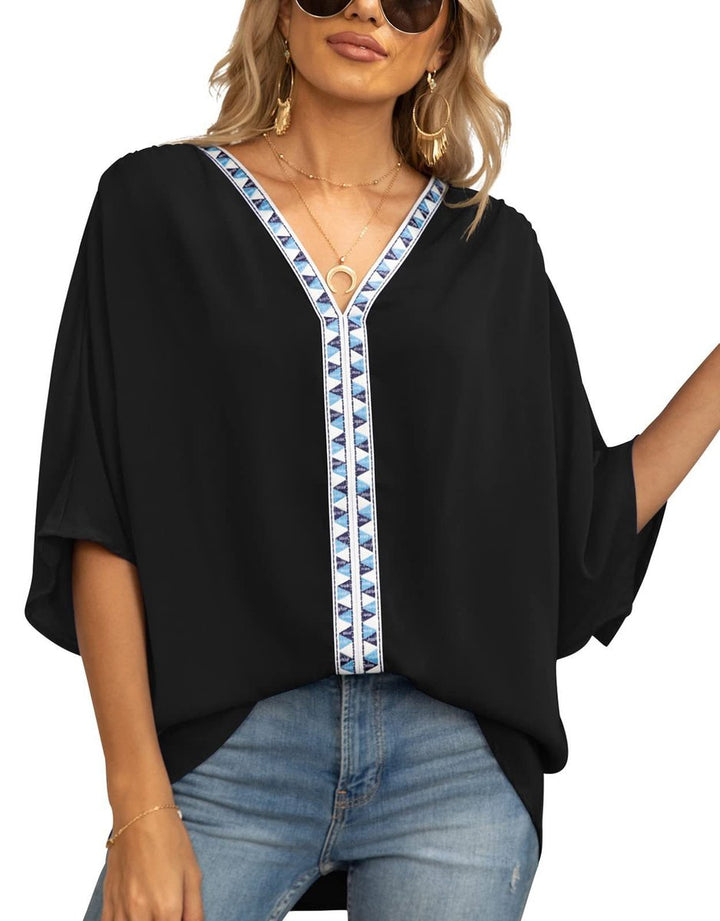 Sophia | Tunica Top Boho Oversize da Donna con Scollo a V