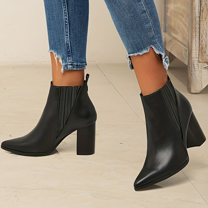 Clara | Pointed-Toe Ankle Boots with Block Heel