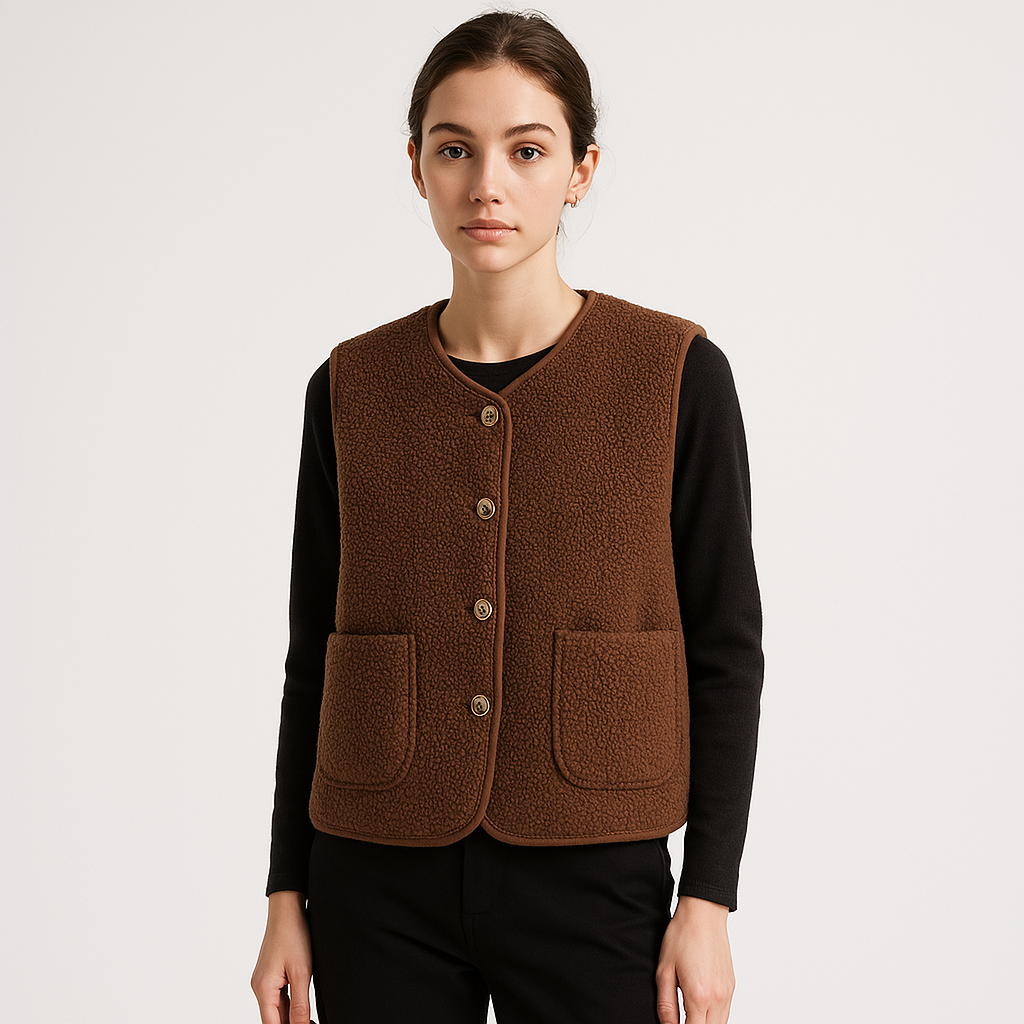 Emma | Gilet Smanicato Effetto Montone Morbido