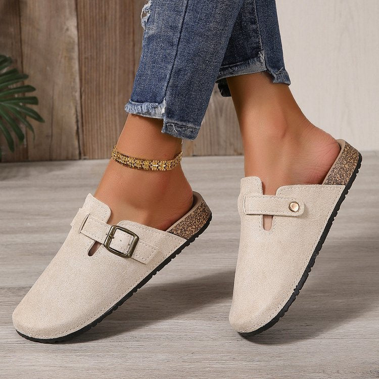 Sarah | Eleganti Mules in Camoscio con Fibbia Decorativa