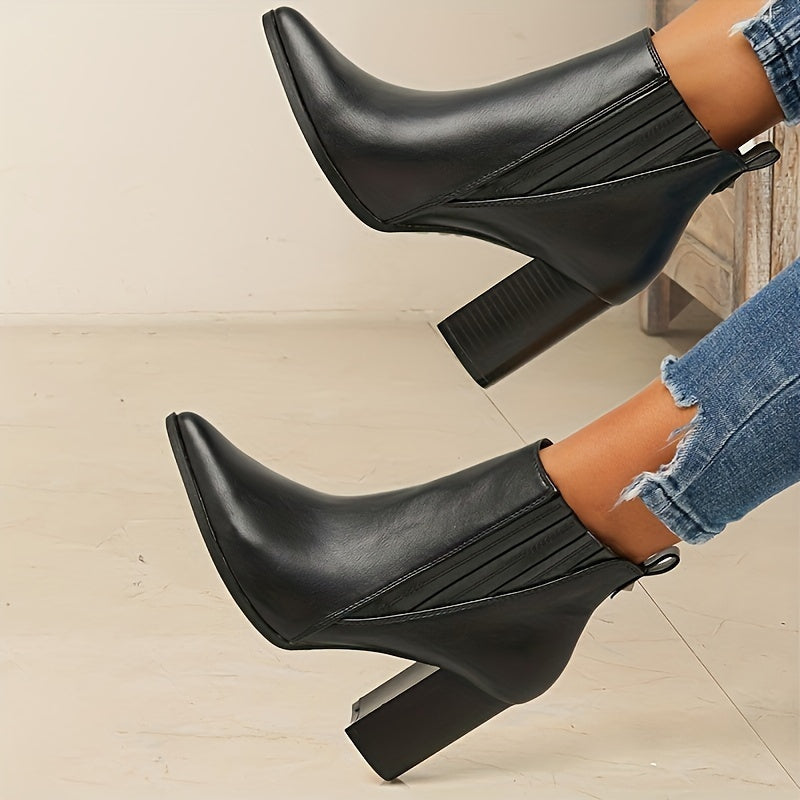 Clara | Pointed-Toe Ankle Boots with Block Heel