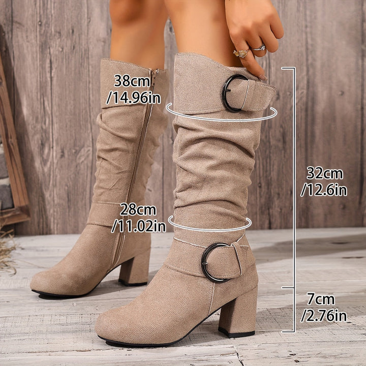 Martina | Soft Knee-High Boots with Double Buckle