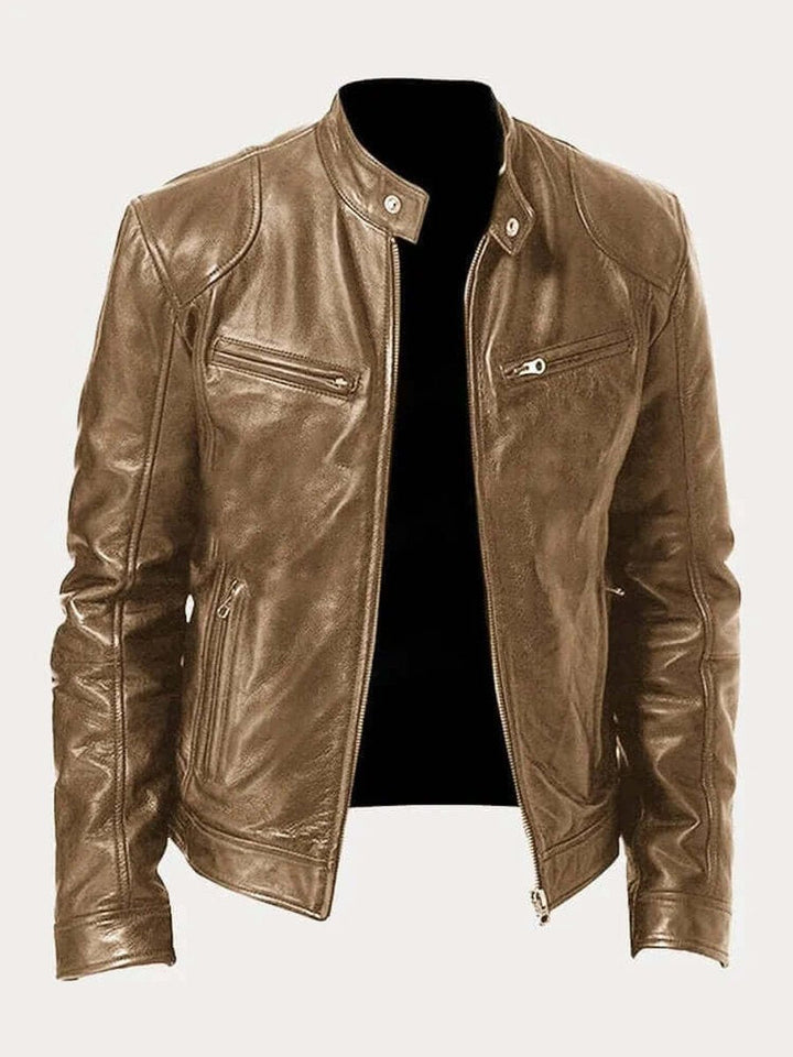 Maverick | Men's Classic Biker Jacket – Real Leather with Stand Collar