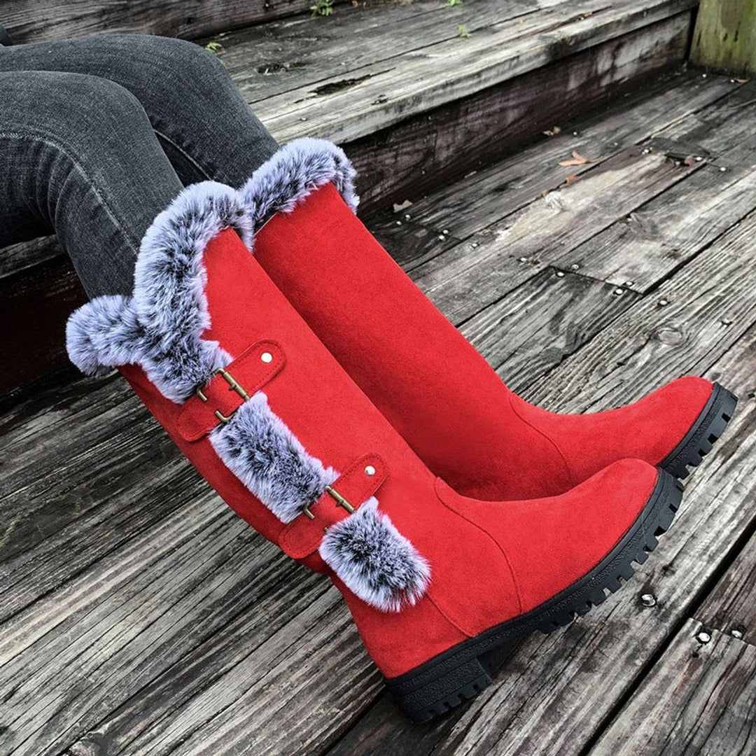 Isabella | Warm Faux Suede Knee-High Boots with Fur Trim