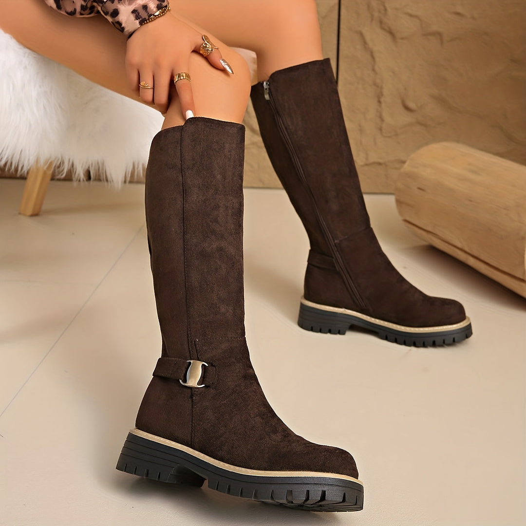 Julia | Knee-High Boots with Low Heel and Lug Sole