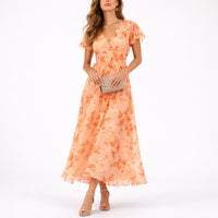 Camilla | Abito Maxi Floreale Elegante per Matrimonio Autunnale