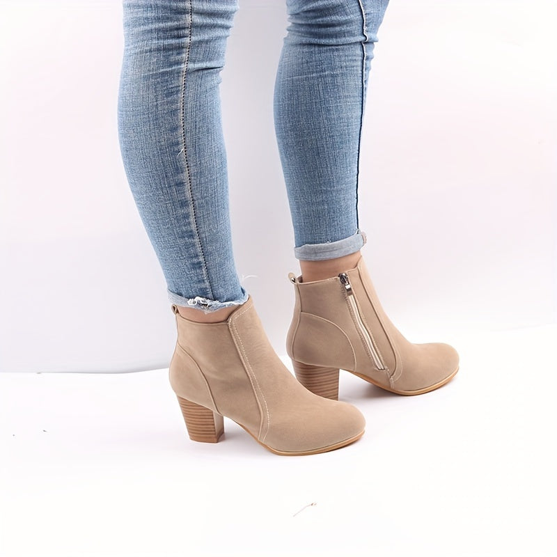 Claudia | Versatile Suede Ankle Boots with Block Heel