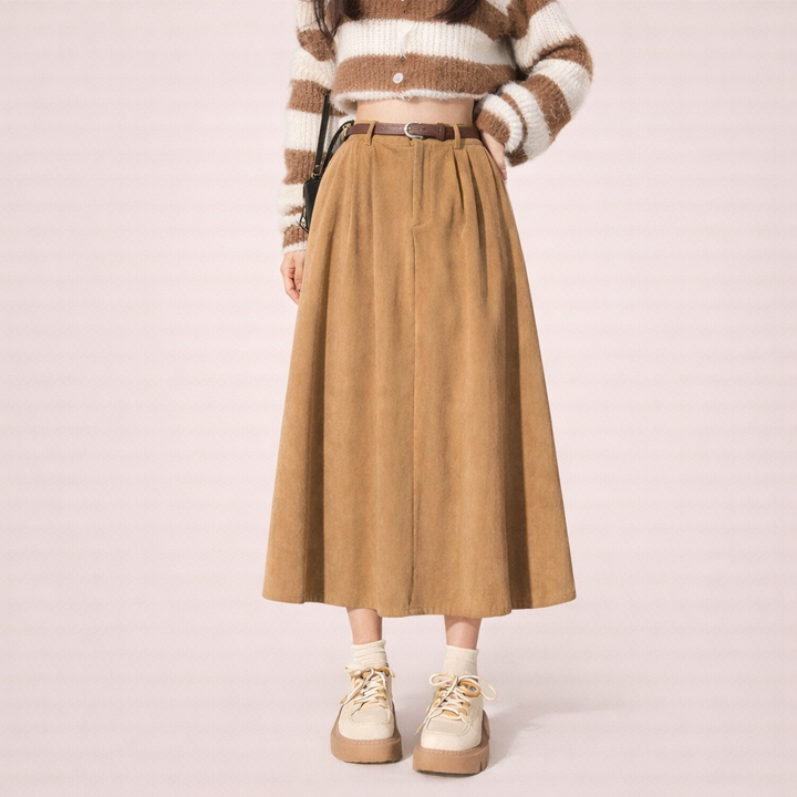 Bruna | Gonna midi in velluto a coste, versatile e comoda