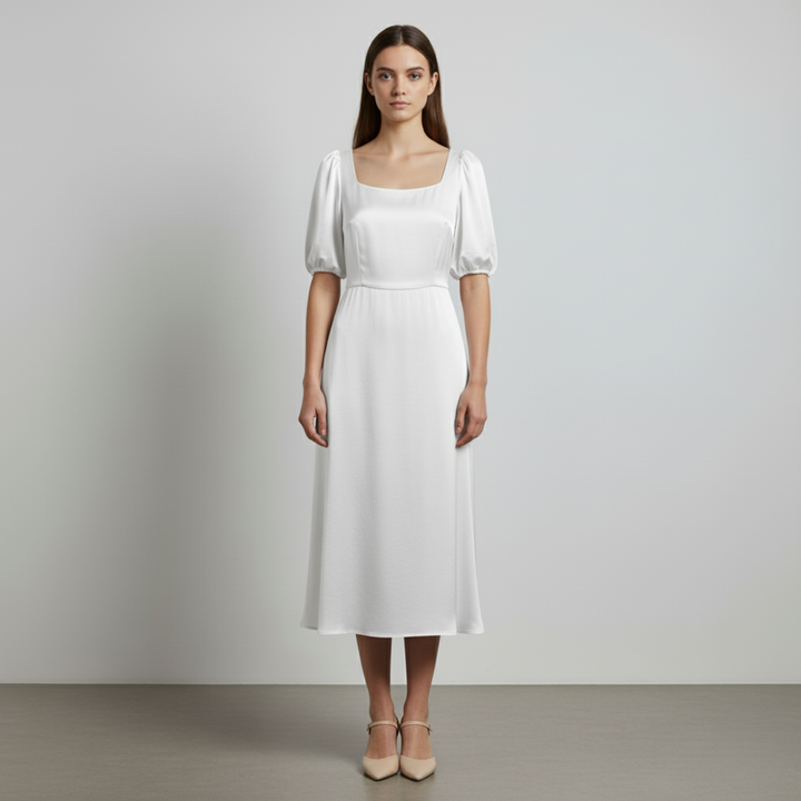 Pansy | Elegante abito midi a palloncino in raso