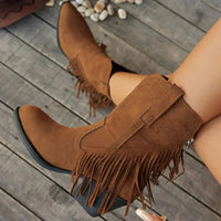 Livia | Western-Cowboystiefel für Damen mit Fransen und seitlichem Reißverschluss