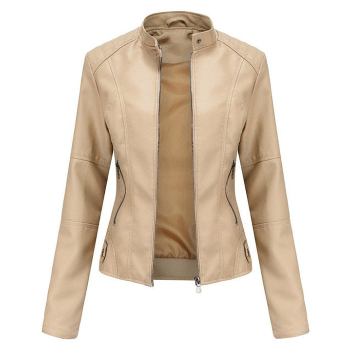 Florence | Cropped Faux Leather Jacket – Stylish Zip-Up for Women
