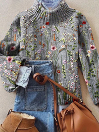 Sofia | Maglione Dolcevita Floreale Vintage