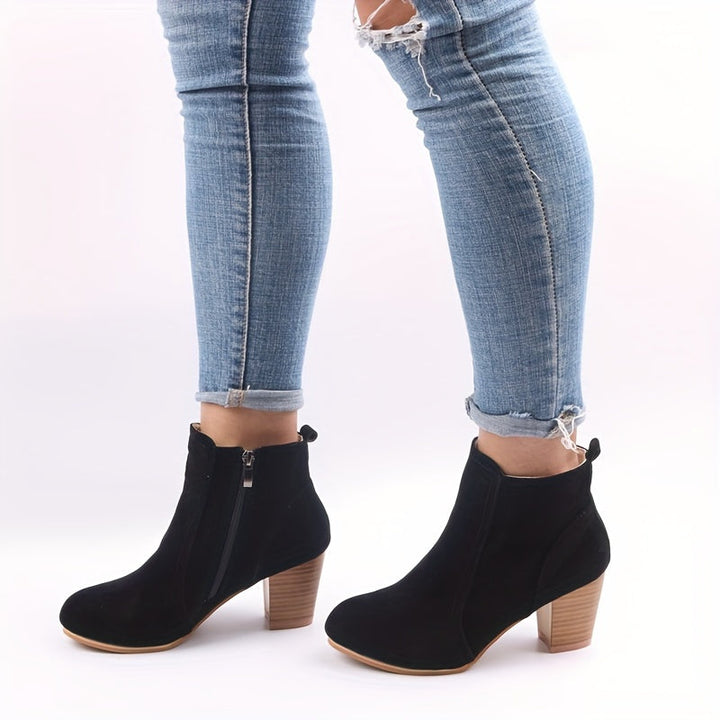 Claudia | Versatile Suede Ankle Boots with Block Heel