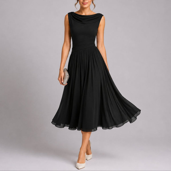 Elisa | Abito Midi Plissettato Elegante per Matrimonio Autunnale