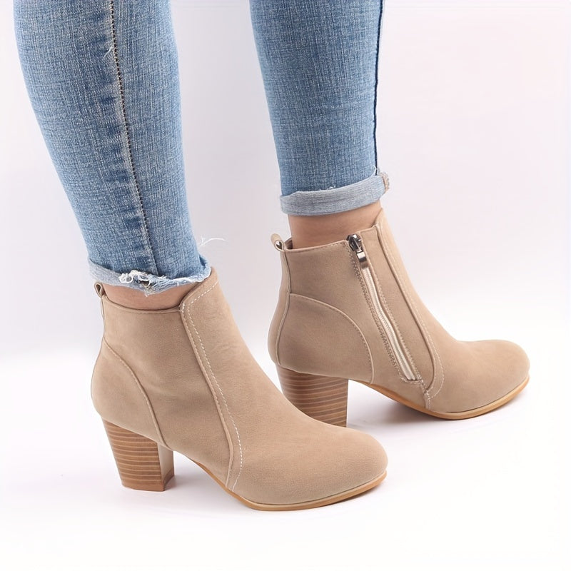 Claudia | Versatile Suede Ankle Boots with Block Heel