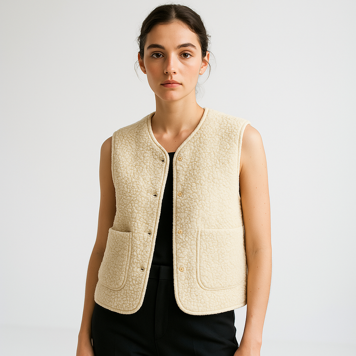 Emma | Gilet Smanicato Effetto Montone Morbido