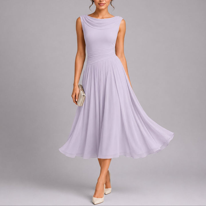 Elisa | Abito Midi Plissettato Elegante per Matrimonio Autunnale