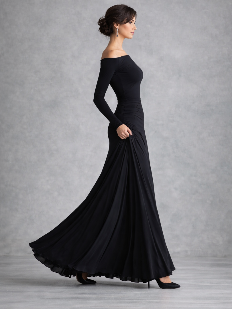 Maris | Maxi Dress – Elegant Draped Long Sleeve Style