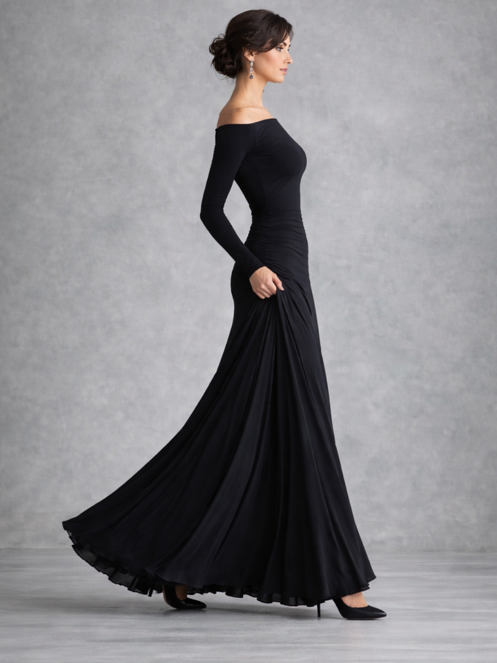 Maris | Maxi Dress – Elegant Draped Long Sleeve Style