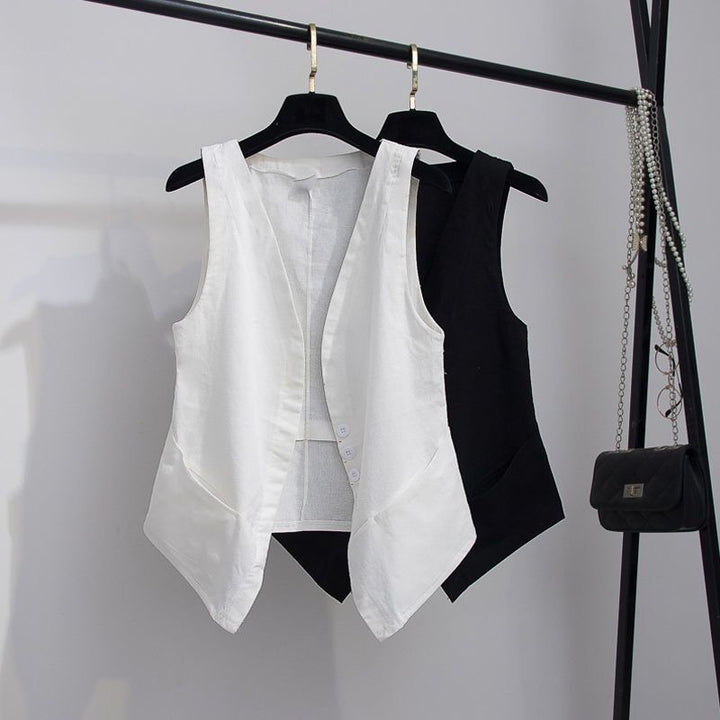 Isabella | Gilet Donna in Lino Elegante con Scollo a V