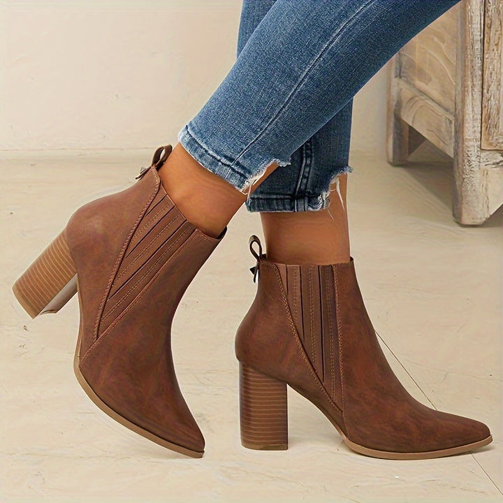 Clara | Pointed-Toe Ankle Boots with Block Heel