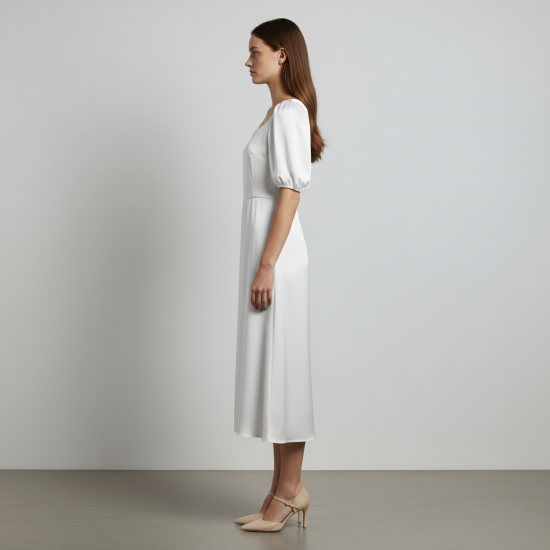 Pansy | Elegante abito midi a palloncino in raso