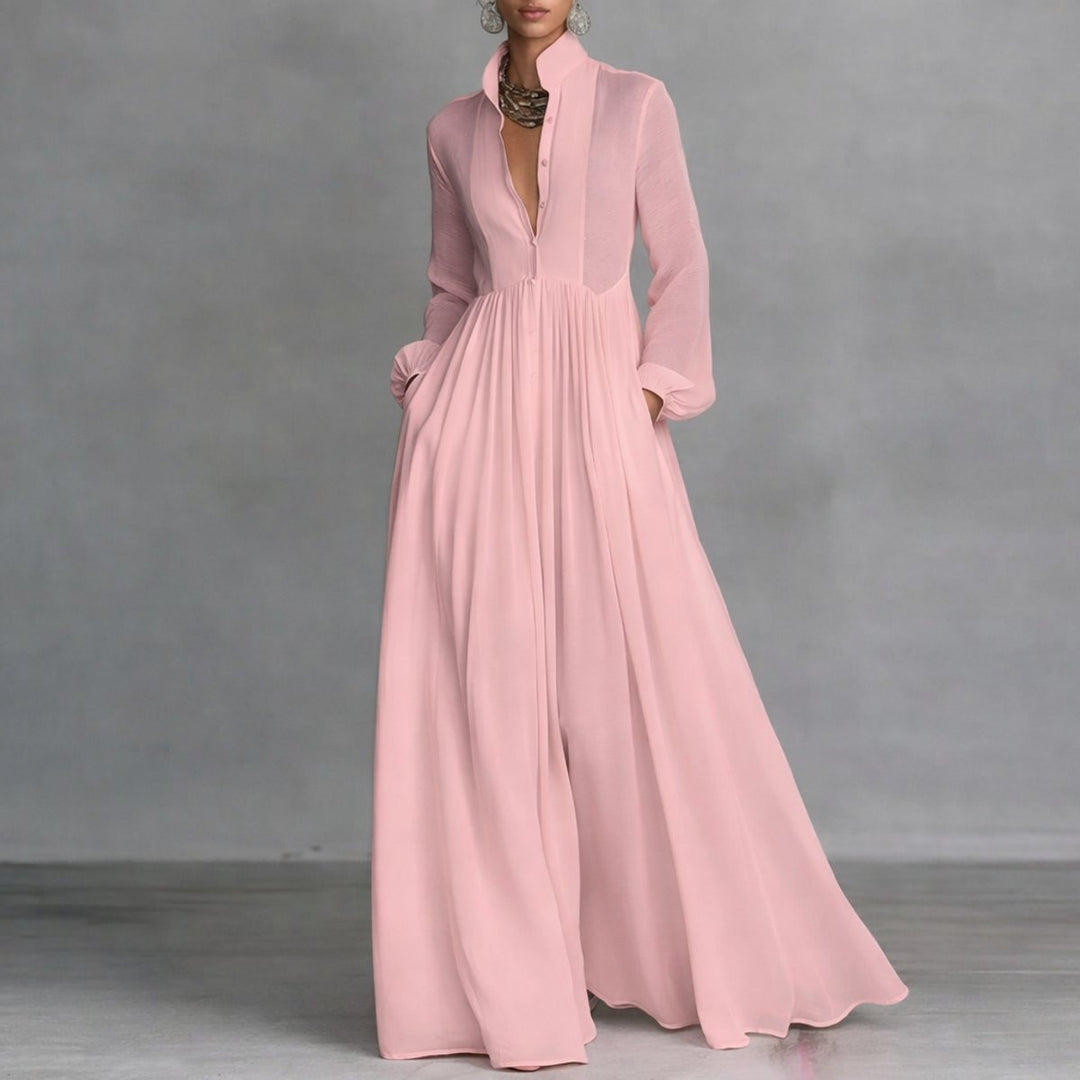 Beatrice | Elegant Long-Sleeve Shirt Maxi Dress