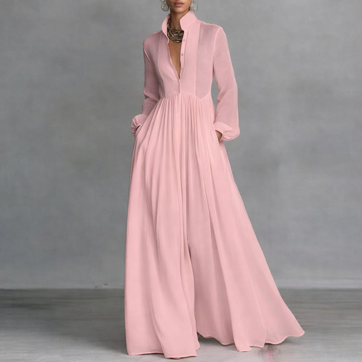 Beatrice | Elegant Long-Sleeve Shirt Maxi Dress