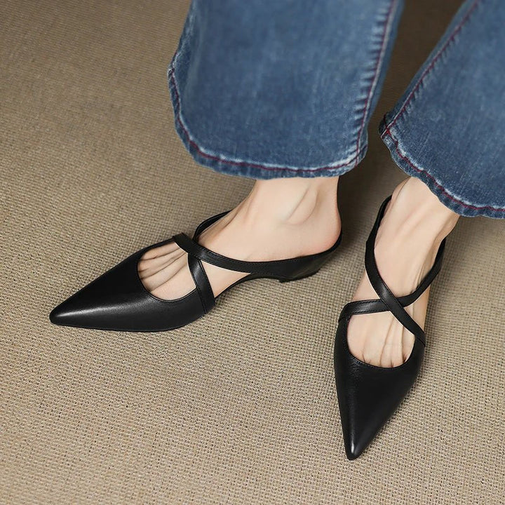 Serena | Mules Eleganti in Vera Pelle con Fasce Incrociate