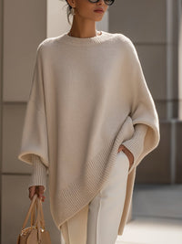 Beatrice | Maglione Oversize Beige dal Fascino Moderno e Rilassato