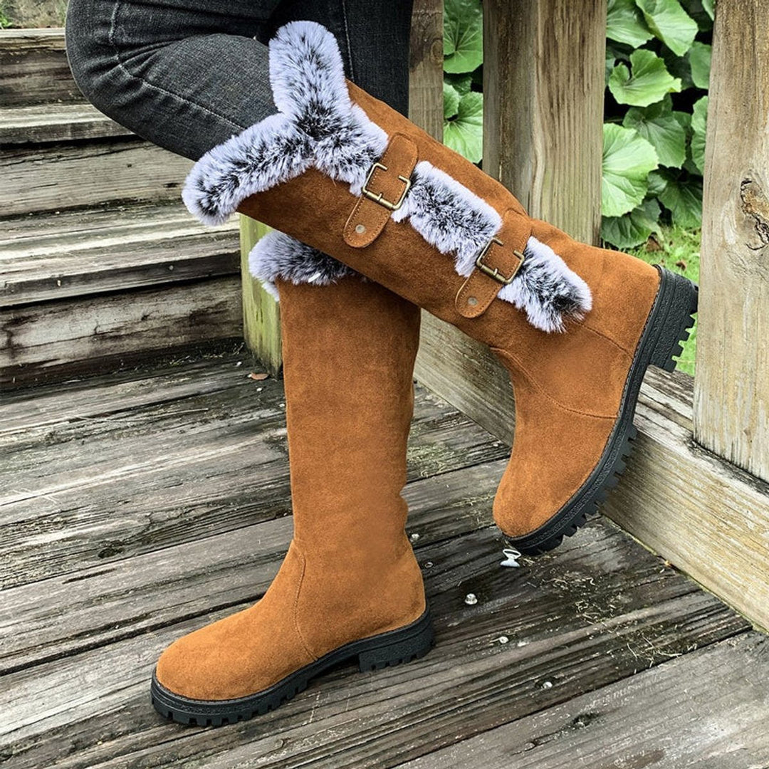 Isabella | Warm Faux Suede Knee-High Boots with Fur Trim