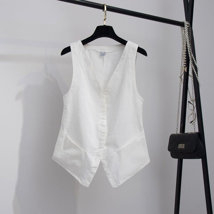 Isabella | Gilet Donna in Lino Elegante con Scollo a V