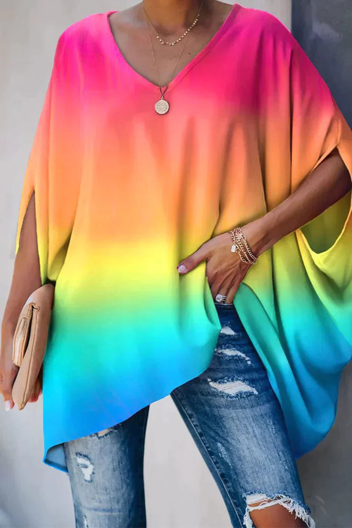 Sarah | Tunica Top Oversize da Donna con Scollo a V e Maniche Batwing