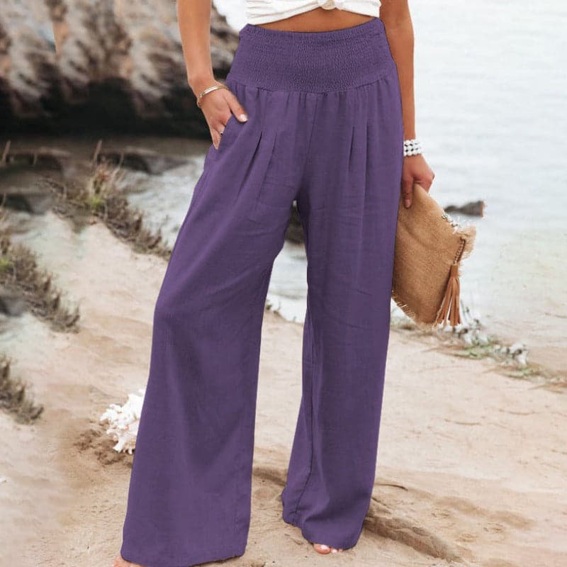 Mandy | Pantaloni Donna in Lino e Cotone a Gamba Larga