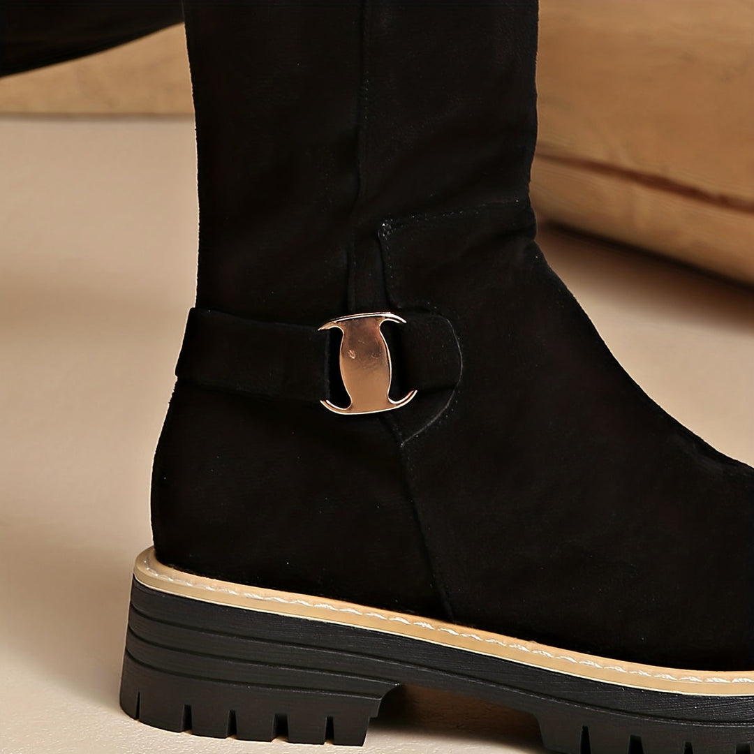 Julia | Knee-High Boots with Low Heel and Lug Sole