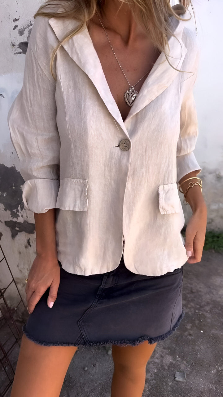 Valentina | Lightweight minimalist women's cotton and linen blazer