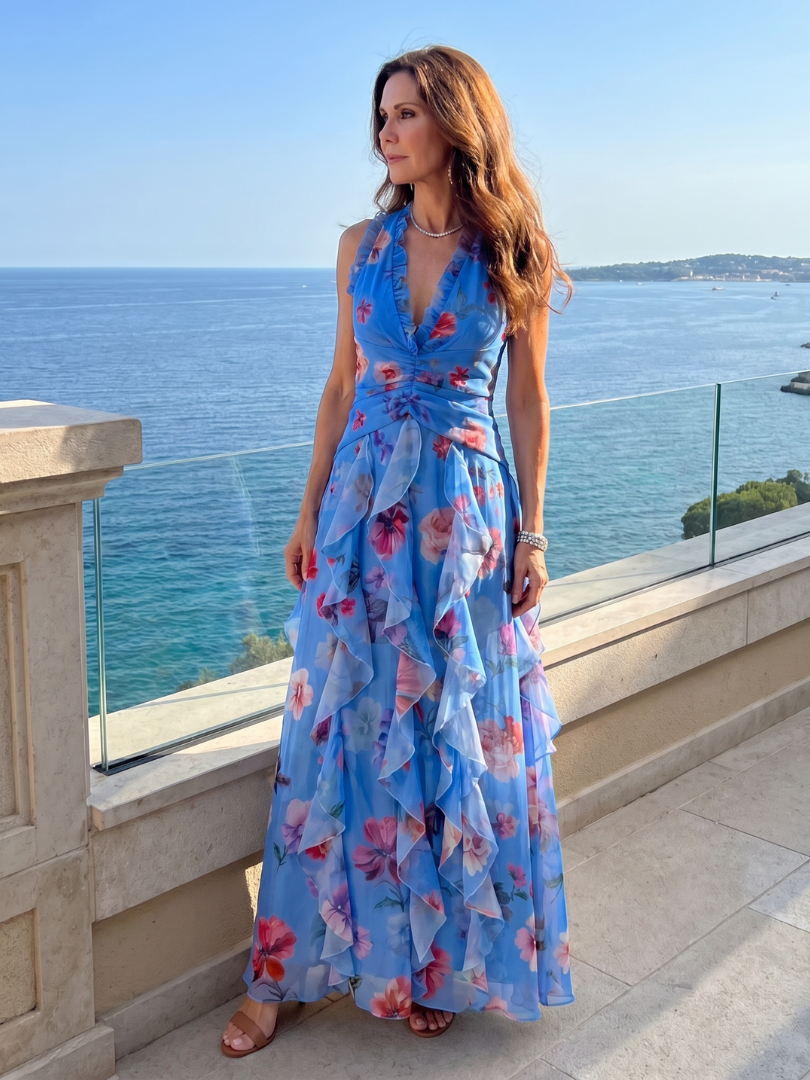 Nori | Maxi Dress – Floral Halter Neck Design