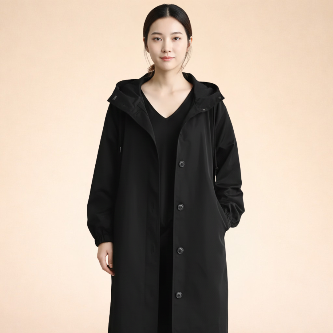 Brigida | Elegante cappotto lungo con cappuccio