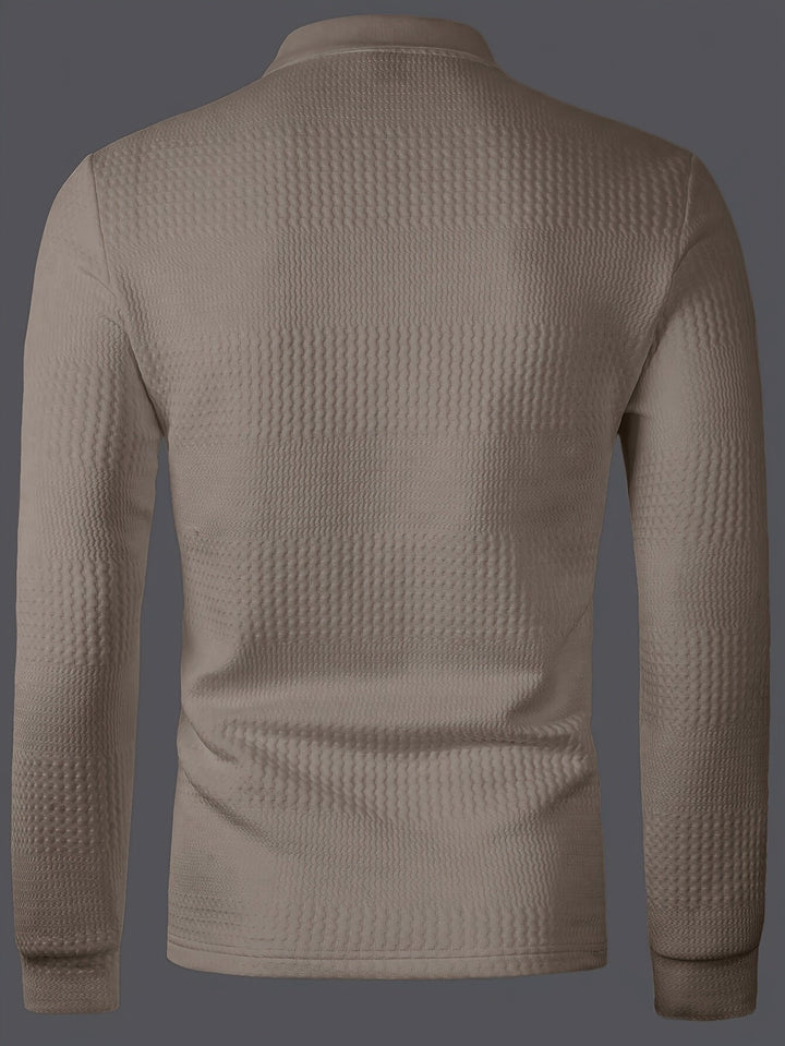 Fletcher | Langarm-Polohemd mit strukturiertem Design