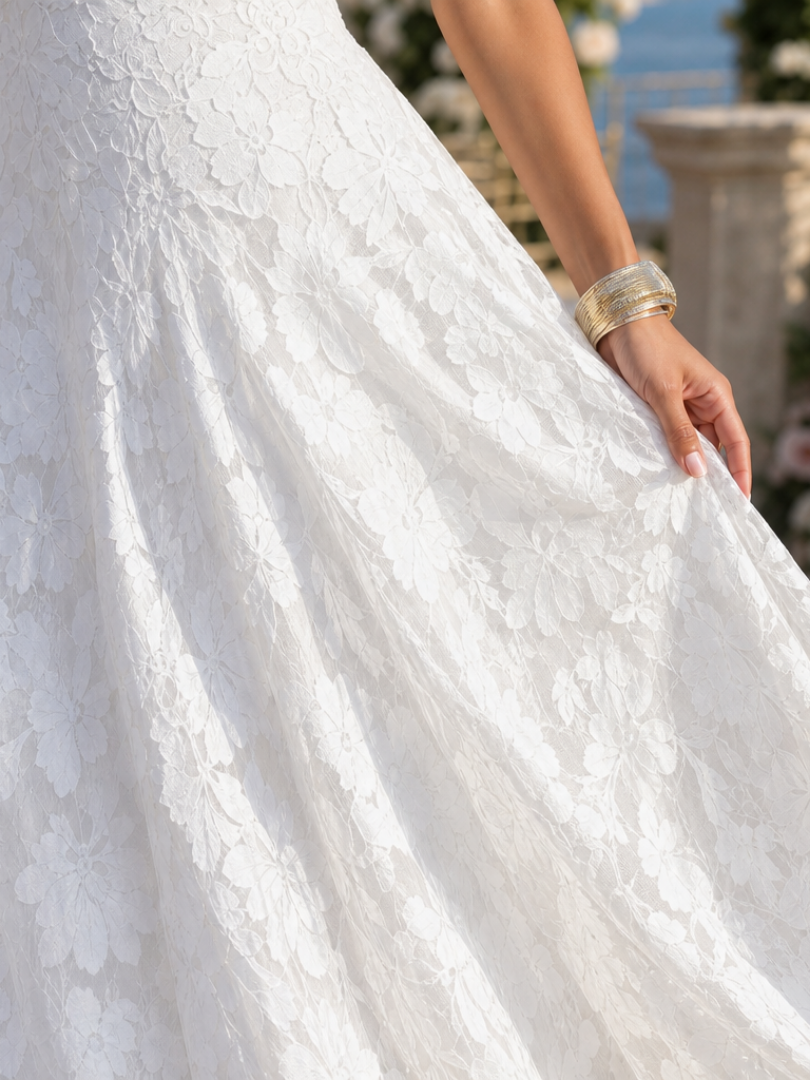 Valenne | Abito Maxi in Pizzo con Spalline Sottile